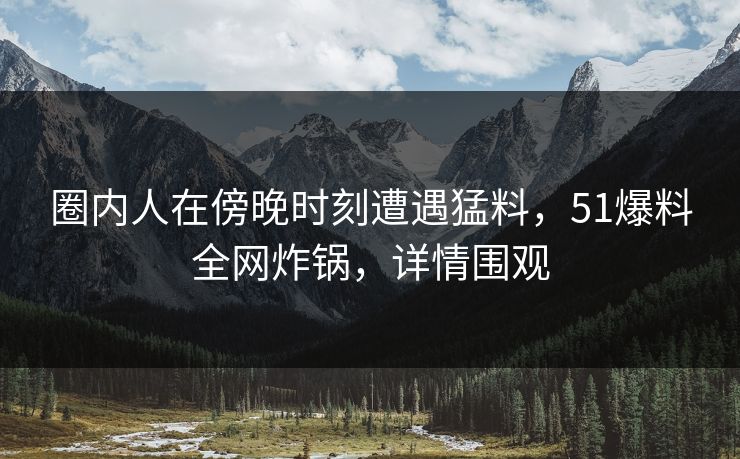 圈内人在傍晚时刻遭遇猛料，51爆料全网炸锅，详情围观