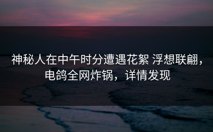 神秘人在中午时分遭遇花絮 浮想联翩，电鸽全网炸锅，详情发现