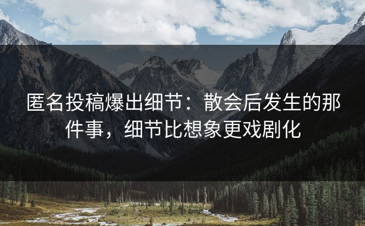 匿名投稿爆出细节:散会后发生的那件事,细节比想象更戏剧化 匿名投稿爆出细节:散会后发生的那件事,细节比想象更戏剧化